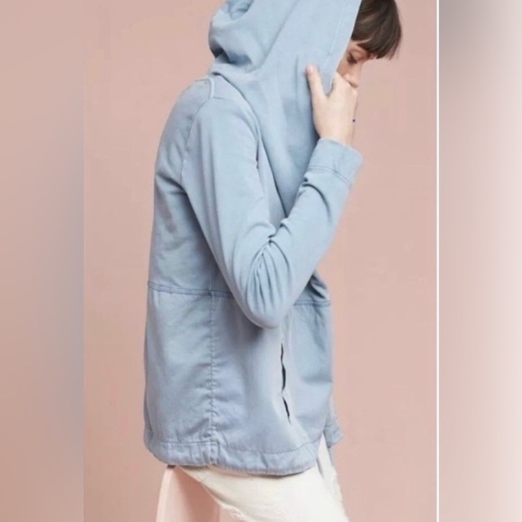 Anthropologie Postmark Light Blue Open Anorak Hoodie Jacket Medium - Picture 5 of 9